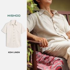Áo Sơ Mi Nam Nút Gỗ Relax Form Rộng, Cổ Thường, Lai Ngang Linen Solene Vải Mềm Mát HISHOO A1T003