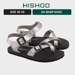 Dép Sandal Daily Trek sandal (sandal đi bộ đường dài) Nam xỏ ngón Bạc lót da premium Felix HISHOO P118
