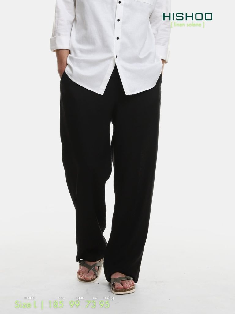 Quần dài nam Linen Solene HISHOO Thoáng mát giữ form mặc đi chơi đi làm Q3T001