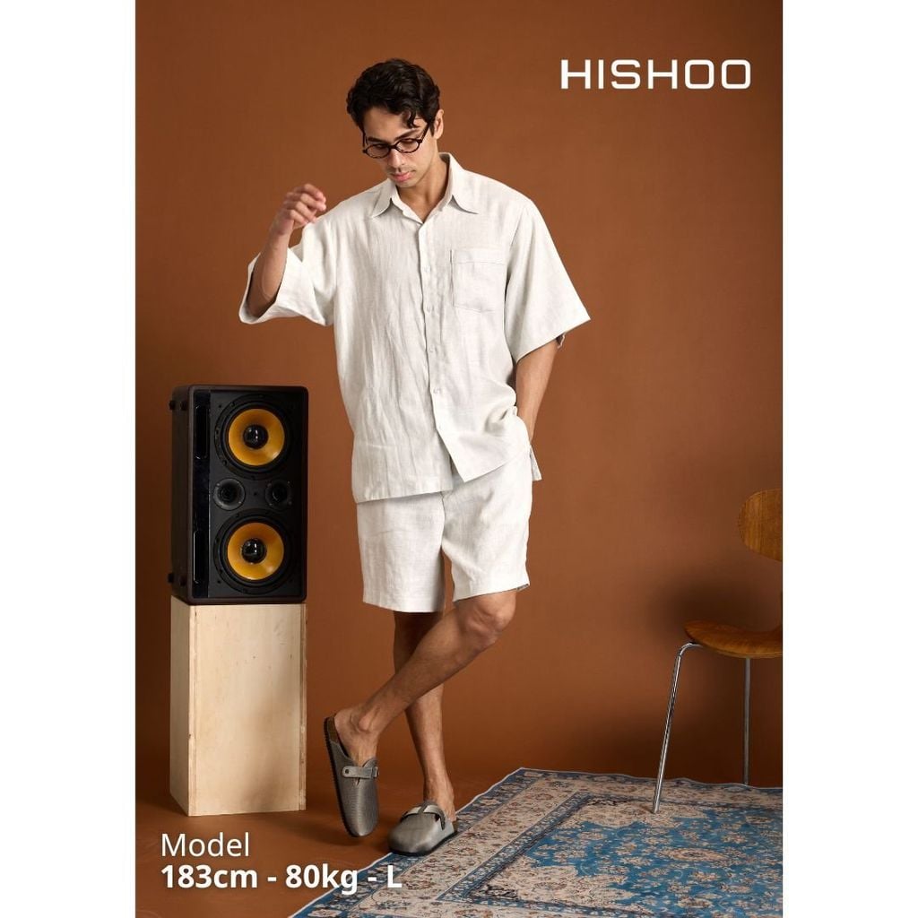 Quần short nam Linen Solene HISHOO Thoáng mát giữ form mặc đi chơi đi làm Q1T001
