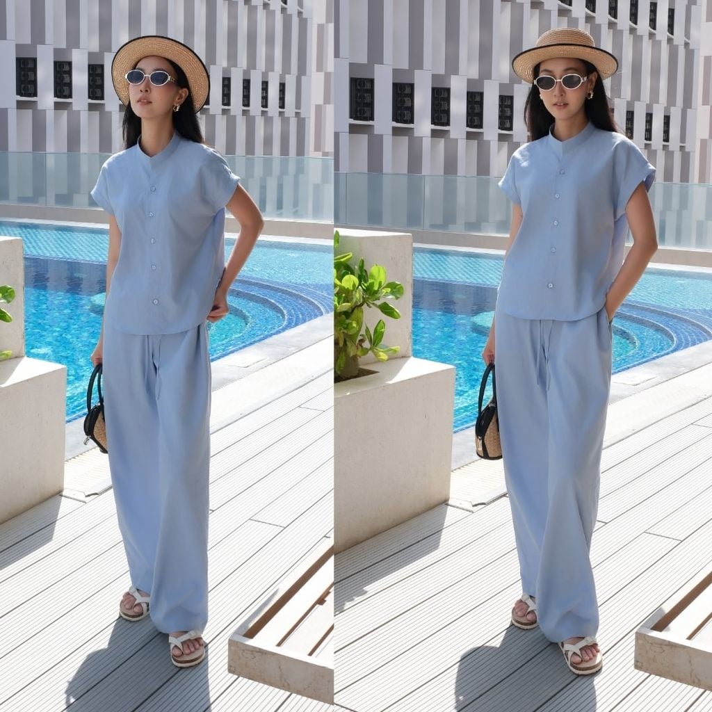 Quần dài Linen Nữ Lưng Thun, Hishoo basic mặc đi chơi, đi làm HISHOO Q3G001