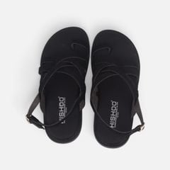 Dép Sandal lê bệt Nam quai ngang chéo xỏ ngón da lộn premium Manto 6 HISHOO K010