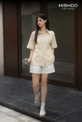 Áo Sơ Mi Nữ Relax Form Rộng, Cổ Thường, Lai Ngang Linen Solene Vải Mềm Mát HISHOO A1G003