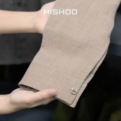 Áo Sơ Mi Nam Tay Dài Relax Form Rộng, Cổ Tàu Vuông, Lai Ngang Linen Solene Vải Mềm Mát HISHOO A2T002
