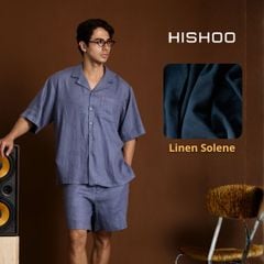 Áo Sơ Mi Nam Relax Form Rộng, Cổ Danton, Lai Ngang Linen Solene Vải Mềm Mát HISHOO A1T004