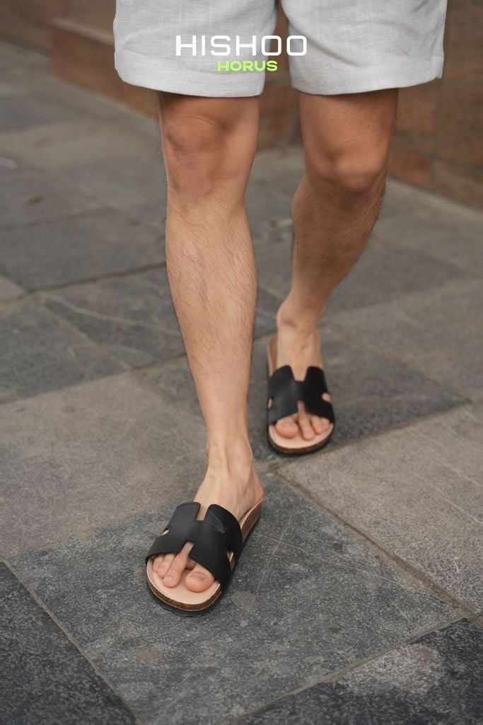 Dép đế trấu birken chữ H premium HISHOO B095