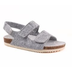 Dép đế trấu sandal birken quai ngang xé dán vải dạ Premium HISHOO B110