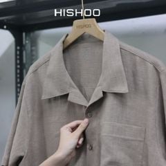 Áo Sơ Mi Nam Relax Form Rộng, Cổ Danton, Lai Ngang Linen Solene Vải Mềm Mát HISHOO A1T004
