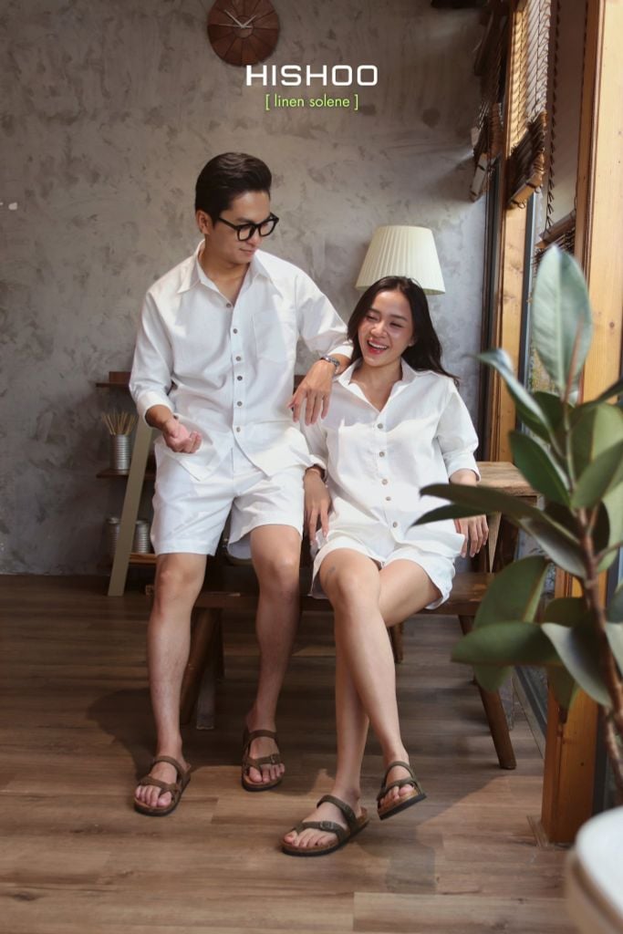 Quần short nam Linen Solene HISHOO Thoáng mát giữ form mặc đi chơi đi làm Q1T001