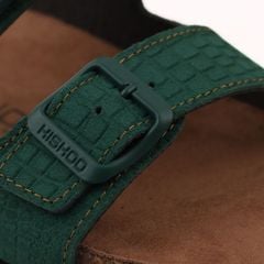 Dép đế trấu birken 2 khoá Green Croco Premium HISHOO H093