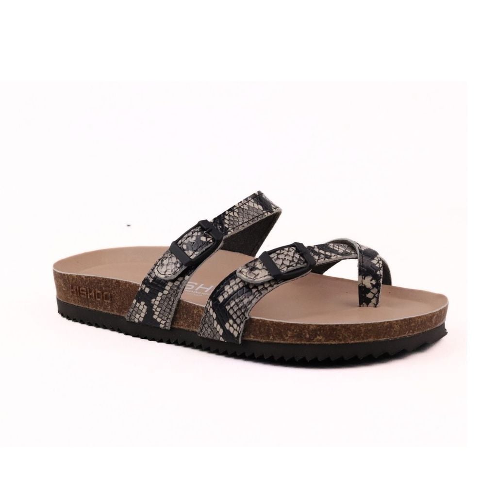 Dép đế trấu birken xỏ ngón da rắn Premium HISHOO B098