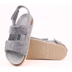 Dép đế trấu sandal birken quai ngang xé dán vải dạ Premium HISHOO B110