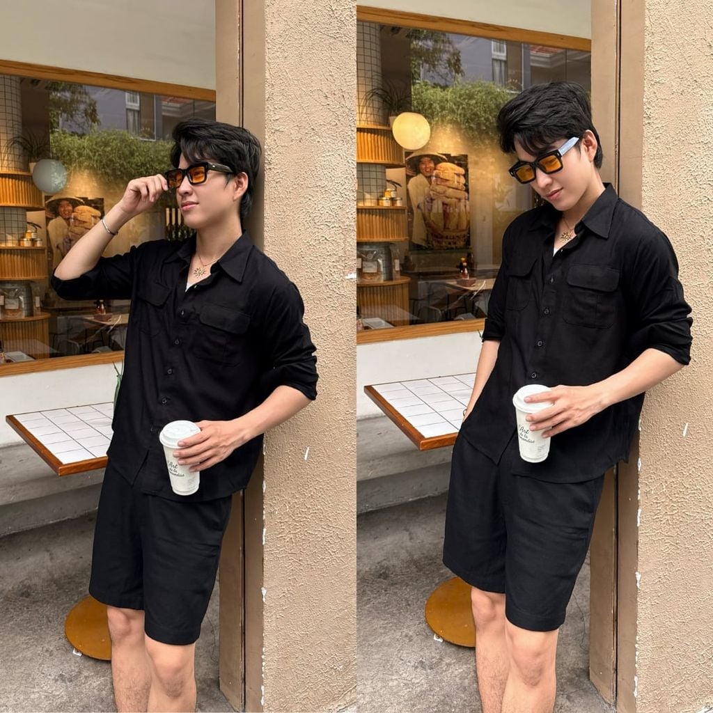 Áo Sơ Mi Nam 2 Túi Tay Dài  Relax Form Rộng, Cổ Thường, Lai Ngang Linen Solene Vải Mềm Mát HISHOO A2T005