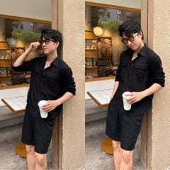 Áo Sơ Mi Nam 2 Túi Tay Dài  Relax Form Rộng, Cổ Thường, Lai Ngang Linen Solene Vải Mềm Mát HISHOO A2T005