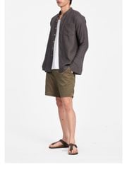 Áo Sơ Mi Nam Nút Gỗ Tay Dài Relax Form Rộng, Cổ Tàu Vuông, Lai Ngang Linen Solene Vải Mềm Mát HISHOO A2T002