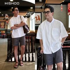 Quần short nam Linen Solene HISHOO Thoáng mát giữ form mặc đi chơi đi làm Q1T001