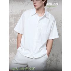 Áo Sơ Mi Nam Relax Form Rộng, Cổ Thường, Lai Ngang Linen Solene Vải Mềm Mát HISHOO A1T003