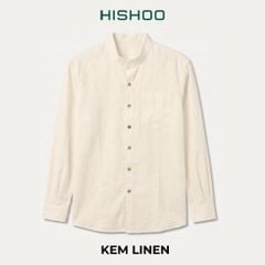 Áo Sơ Mi Nam Nút Gỗ Tay Dài Relax Form Rộng, Cổ Tàu Vuông, Lai Ngang Linen Solene Vải Mềm Mát HISHOO A2T002