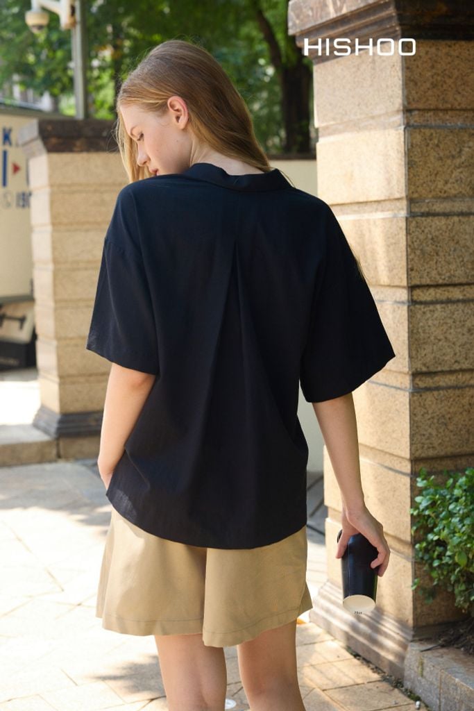 Áo Sơ Mi Nữ Relax Form Rộng Linen Solene Vải Mềm Mát HISHOO AG002
