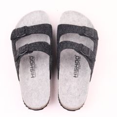 Dép đế trấu birken 2 khoá vải dạ Premium HISHOO B093