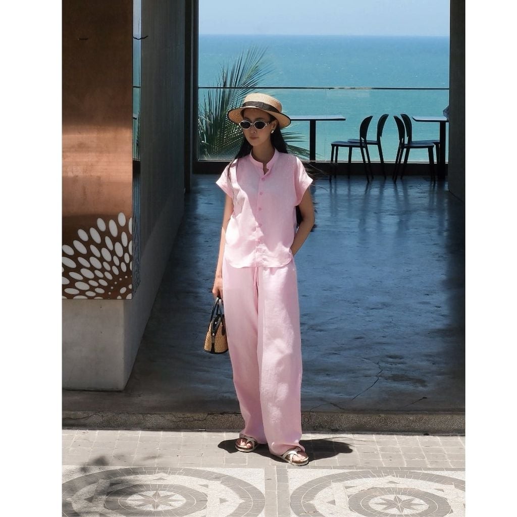 Quần dài Linen Nữ Lưng Thun, Hishoo basic mặc đi chơi, đi làm HISHOO Q3G001