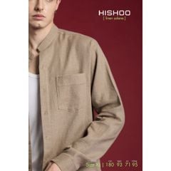 Áo Sơ Mi Nam Tay Dài Relax Form Rộng, Cổ Tàu Vuông, Lai Ngang Linen Solene Vải Mềm Mát HISHOO A2T002