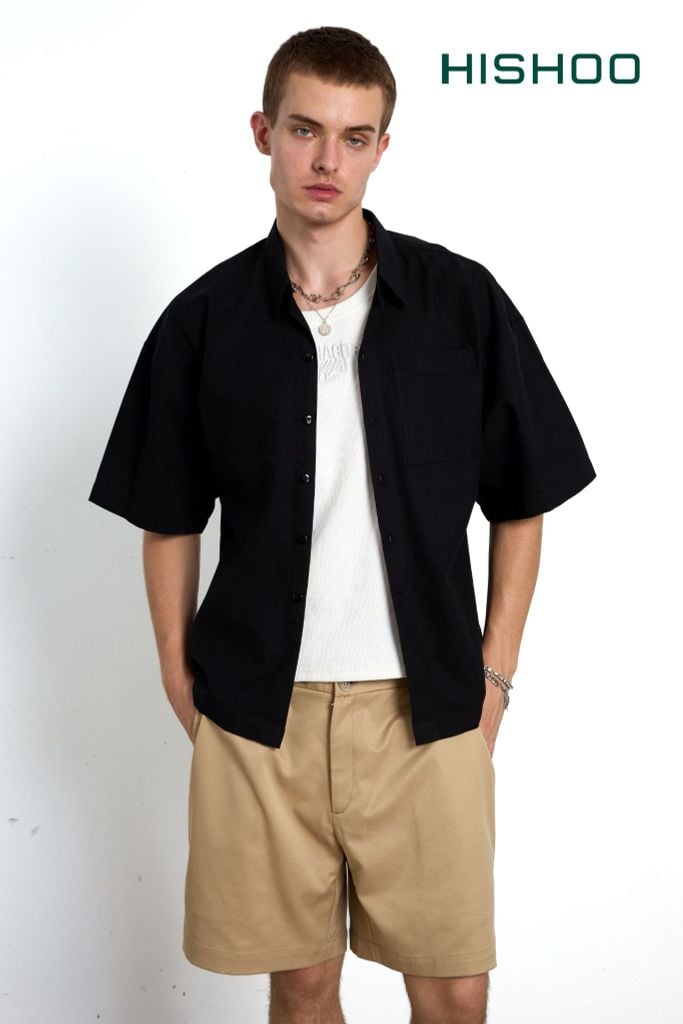 Áo Sơ Mi Nam Relax Form Rộng Linen Solene Vải Mềm Mát HISHOO AB001
