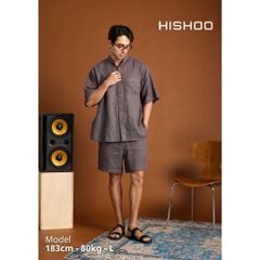 Quần short nam Linen Solene HISHOO Thoáng mát giữ form mặc đi chơi đi làm Q1T001