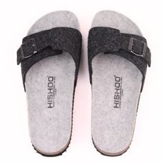 Dép đế trấu birken 1 khóa vải dạ Premium HISHOO B113