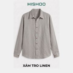 Áo Sơ Mi Rêu Nút Gỗ Nam Tay Dài Relax Form Rộng, Cổ Thường, Lai Ngang Linen Solene Vải Mềm Mát HISHOO A2T003