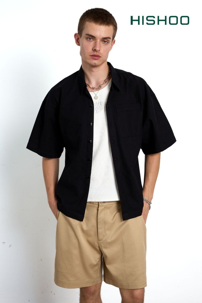 Áo Sơ Mi Nam Relax Form Rộng Linen Solene Vải Mềm Mát HISHOO AB001