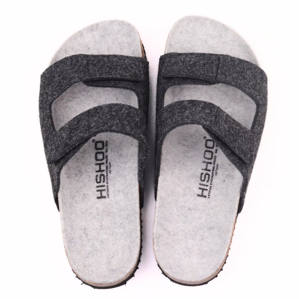 Dép đế trấu birken xé dán vải dạ Premium HISHOO B105