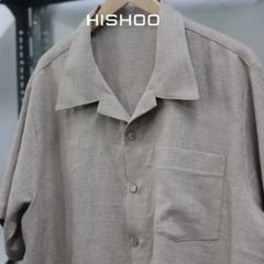 Áo Sơ Mi Nam Relax Form Rộng, Cổ Danton, Lai Ngang Linen Solene Vải Mềm Mát HISHOO A1T004