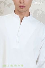 Áo Sơ Mi Nam Tay Dài Relax Form Rộng, Cổ Polo Tàu Vuông, Xẻ V Linen Solene Vải Mềm Mát HISHOO A3T002