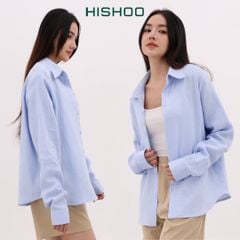 Áo Sơ Mi Tay Dài Nữ Relax Form Rộng, Cổ Thường, Lai Ngang Linen Solene Vải Mềm Mát HISHOO A2G003