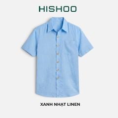 Áo Sơ Mi Nam Nút Gỗ Relax Form Rộng, Cổ Thường, Lai Ngang Linen Solene Vải Mềm Mát HISHOO A1T003