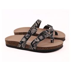 Dép đế trấu birken xỏ ngón da rắn Premium HISHOO B098