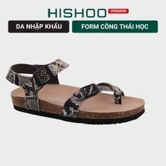 Dép đế trấu sandal birken xỏ ngón da rắn Premium HISHOO B118