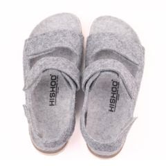 Dép đế trấu sandal birken quai ngang xé dán vải dạ Premium HISHOO B110