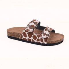 Dép đế trấu 2 khóa quai ngang Bò sữa CowHide HISHOO H093