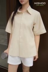 Áo Sơ Mi Nữ Relax Form Rộng, Cổ Thường, Lai Ngang Linen Solene Vải Mềm Mát HISHOO A1G003