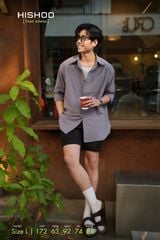 Áo Sơ Mi Nam Tay Dài Relax Form Rộng, Cổ Thường, Lai Ngang Linen Solene Vải Mềm Mát HISHOO A2T003