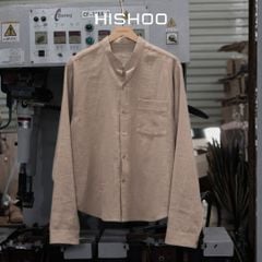 Áo Sơ Mi Nam Tay Dài Relax Form Rộng, Cổ Tàu Vuông, Lai Ngang Linen Solene Vải Mềm Mát HISHOO A2T002