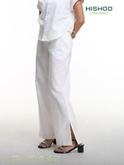 Quần dài Linen Nữ Lưng Thun, Xẻ Tà Hishoo basic mặc đi chơi, đi làm HISHOO Q3G001