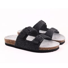 Dép đế trấu birken 2 khoá vải dạ Premium HISHOO B093