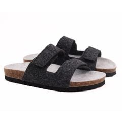 Dép đế trấu birken xé dán vải dạ Premium HISHOO B105