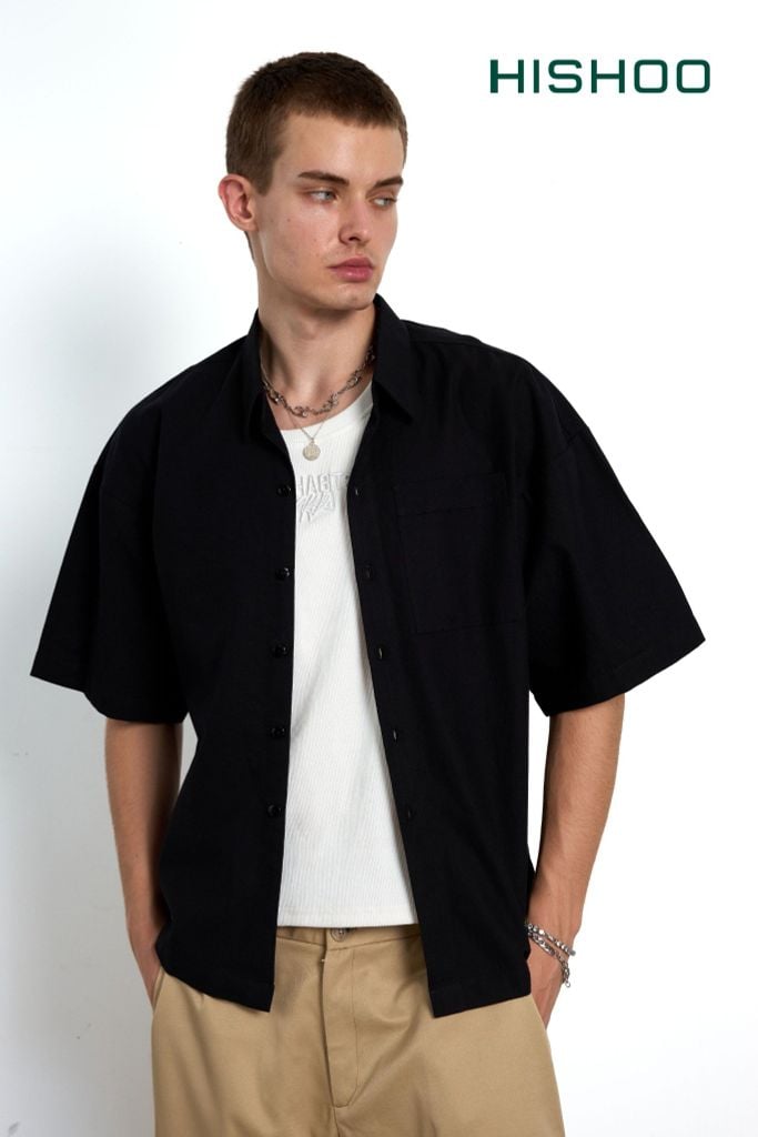 Áo Sơ Mi Nam Relax Form Rộng Linen Solene Vải Mềm Mát HISHOO AB001
