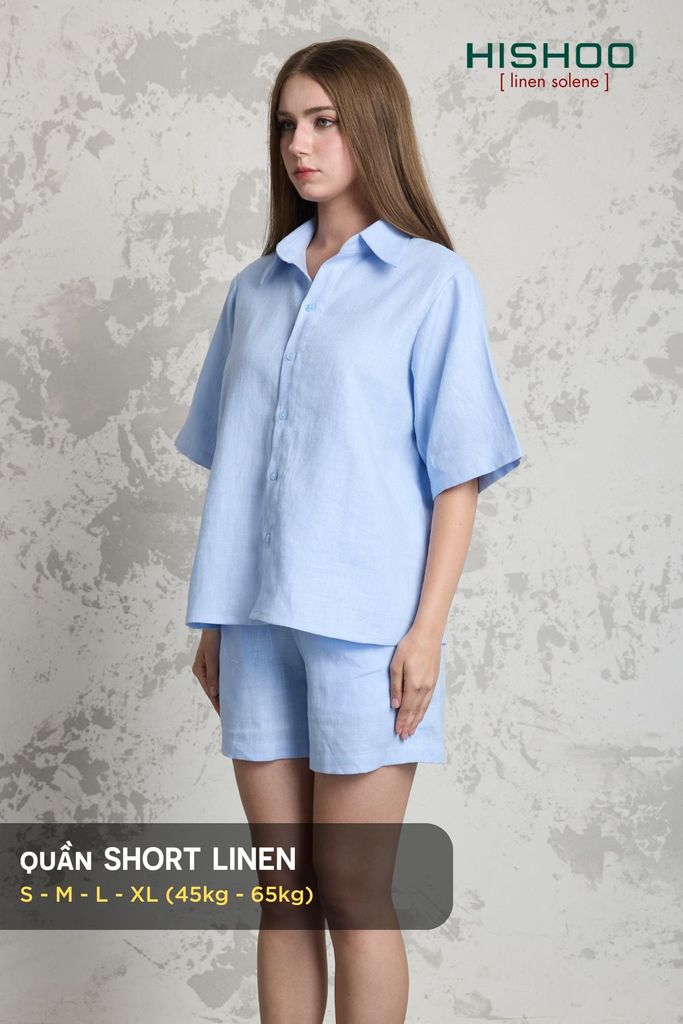 Quần short nữ Linen Solene HISHOO Thoáng mát giữ form mặc đi chơi đi làm Q1G001