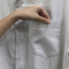 Áo Sơ Mi Nam Relax Form Rộng, Cổ Danton, Lai Ngang Linen Solene Vải Mềm Mát HISHOO A1T004