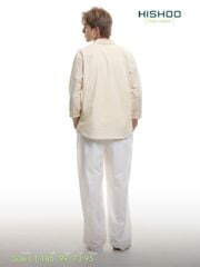 Áo Sơ Mi Nam Tay Dài Relax Form Rộng, Cổ Thường, Lai Ngang Linen Solene Vải Mềm Mát HISHOO A2T003